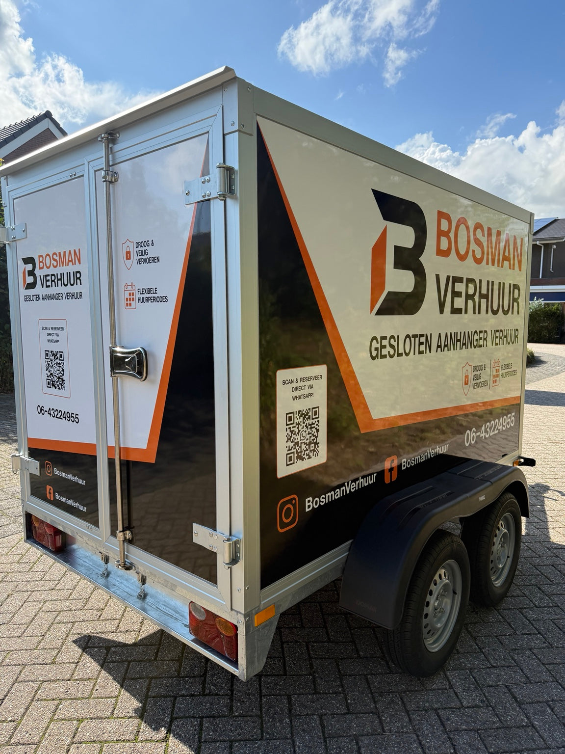 Detail van onze gesloten aanhangwagen
